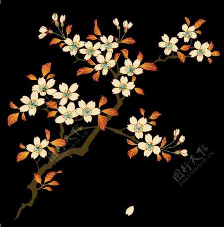 日本传统图案矢量素材10花卉植物图片