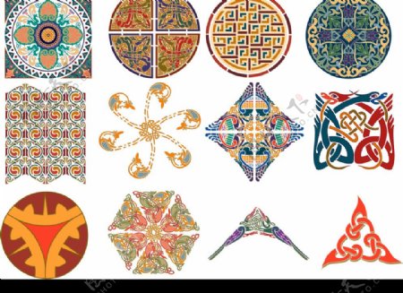 AI矢量图阿拉伯和凯尔特风格精致装饰花纹图案图片
