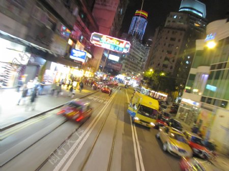 香港街道夜景图片