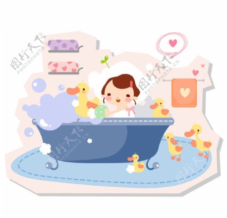浴缸里洗澡的女生图片
