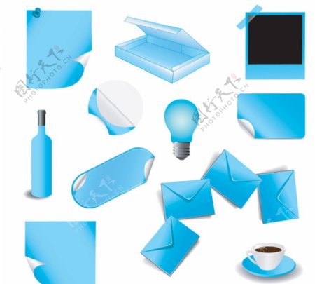 蓝色空白企业vi设计灯泡图片