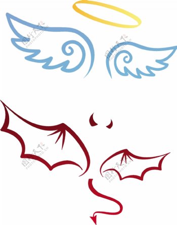 天使与魔鬼翅膀矢量素材图片