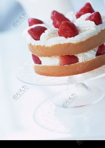 草莓奶油蛋糕特写图片
