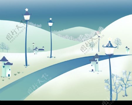 雪国风情系列模板图片