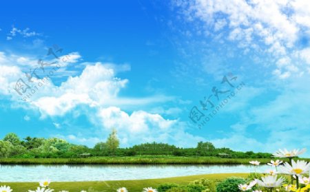 蓝天白云风景图图片