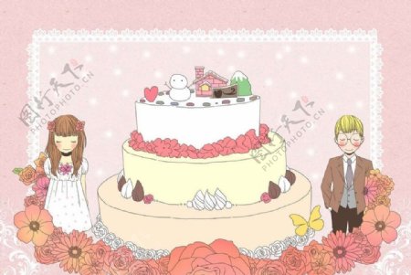 幸福结婚蛋糕图片