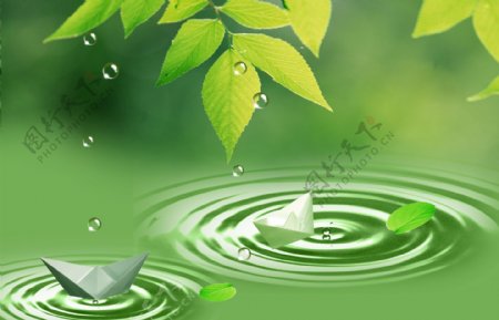 绿叶水滴图片