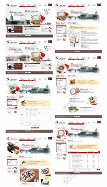 韩国名牌咖啡网站模板图片