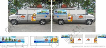 青岛青丽啤酒车身广告图片