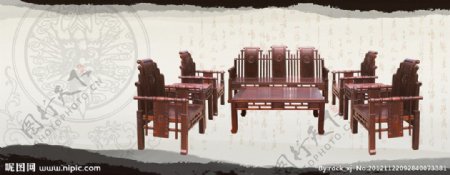 红木家具椅子茶几中国风图片