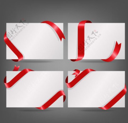 红色丝带缠绕卡片矢量素材
