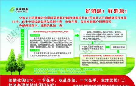 邮政储蓄银行社保卡开办流程单页