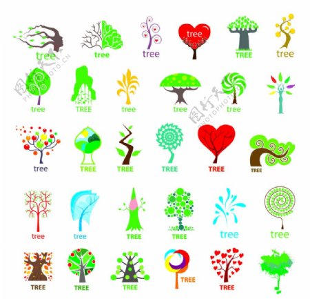 环保大树标志集合