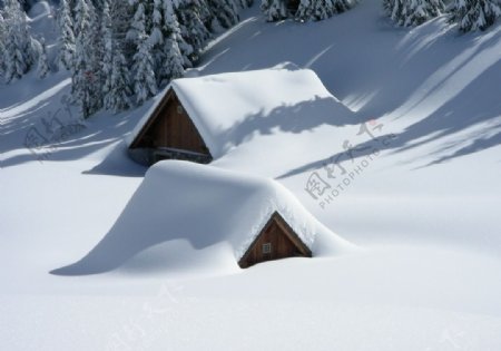 大雪覆盖了房屋