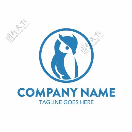 蓝色圆环动物logo矢量素材