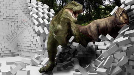 恐龙3D墙画
