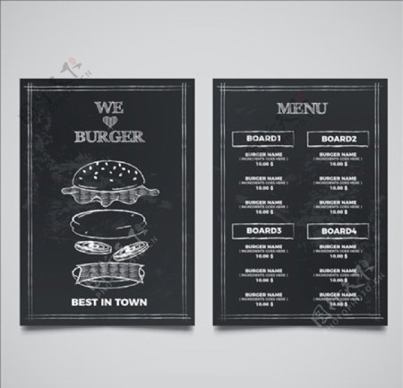 黑板汉堡快餐菜单