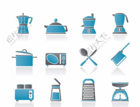 蓝色厨房家用电器图标