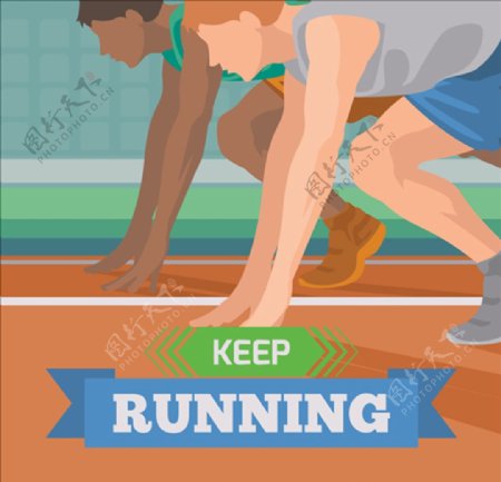 卡通男子跑步比赛海报