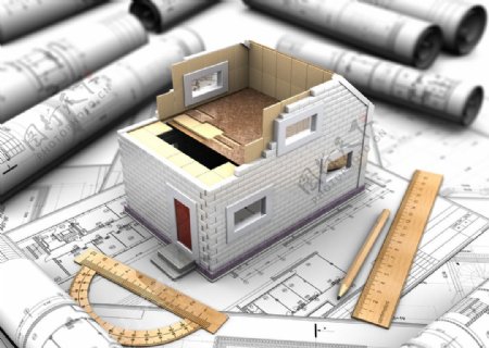 设计图纸及房子模型