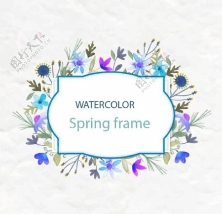 手绘水彩春季花卉框架