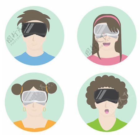 戴VR虚拟现实眼镜的男女