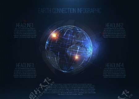 蓝色地球科技渲染背景矢量EPS素材