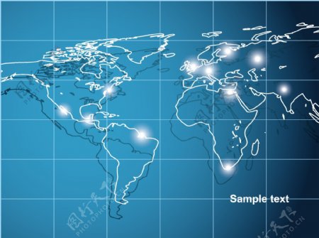 蓝色地图全球化网络抽象矢量背景