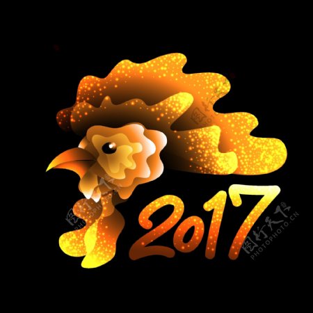 金色公鸡2017年新年卡片设计矢量