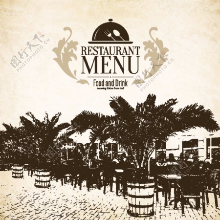 复古餐厅菜单封面设计矢量素材下载