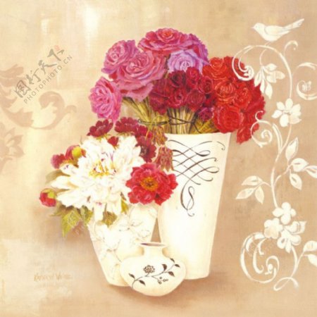 油画花瓶鲜花图片
