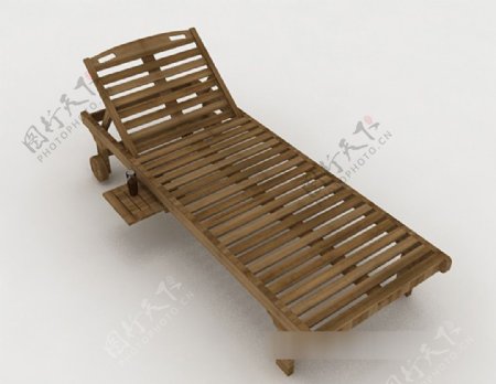 简约木质躺椅3d模型下载