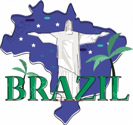 创意巴西地图建筑素材