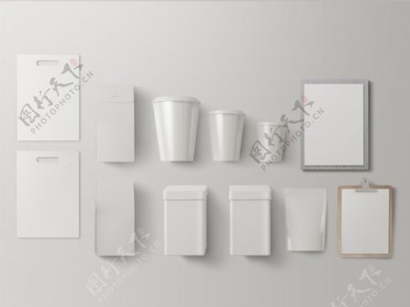 咖啡饮品店品牌包装样机模板PSD素材