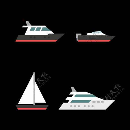 卡通游艇帆船免抠png透明图层素材