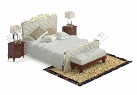 现代床模型模板下载设计模型室内床三维模型双人床室内家具