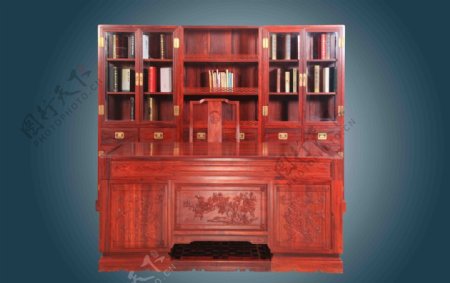 红木家具精品书桌书柜