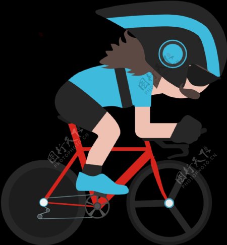运动员骑自行车插画免抠png透明图层素材