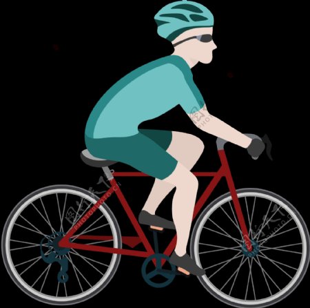 蓝衣人骑自行车插画免抠png透明图层素材