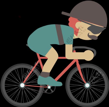 卡通骑自行车插画免抠png透明图层素材