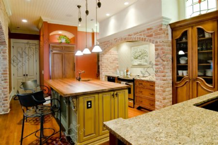 豪华整洁的厨房效果图图片