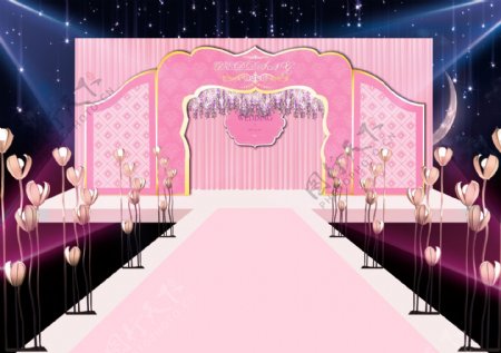 婚礼舞台效果图粉色婚礼