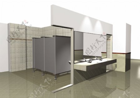 公共厕所3D效果图图片