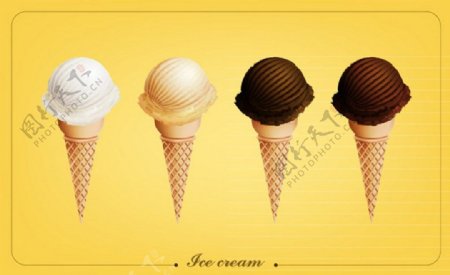 夏季甜筒冰淇淋矢量图
