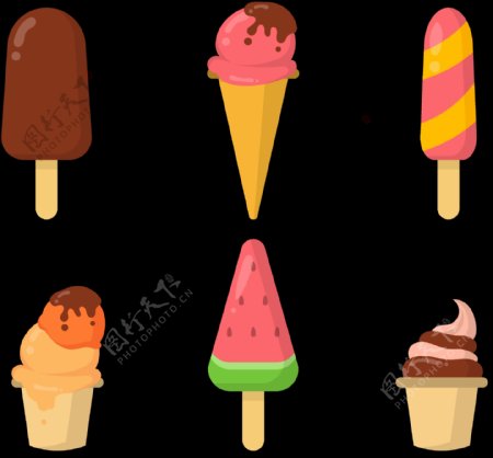 彩色卡通雪糕冰淇淋免抠png透明图层素材