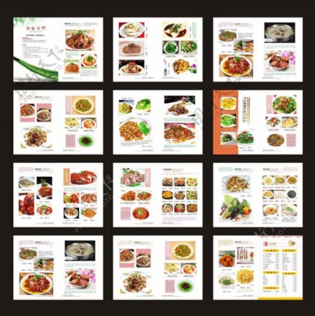 时尚中餐菜谱画册矢量素材