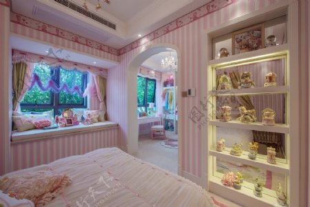 美式粉色公主房装修效果图