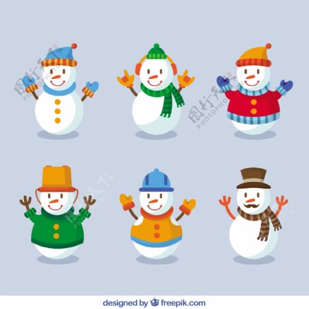微笑的雪人和冬天的衣服