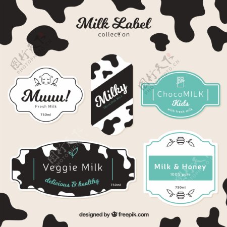 平板设计中牛奶标签的收集