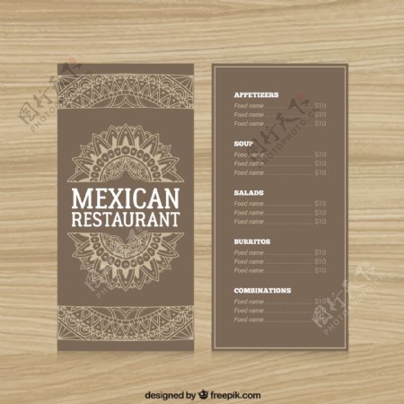 墨西哥餐厅的菜单与装饰